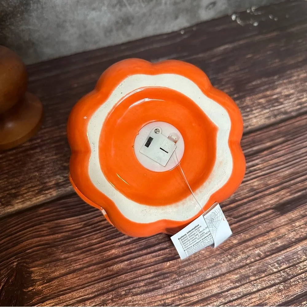 Set of 3 Target Bullseye Halloween 2022 Ceramic LED Light Up Pumpkins